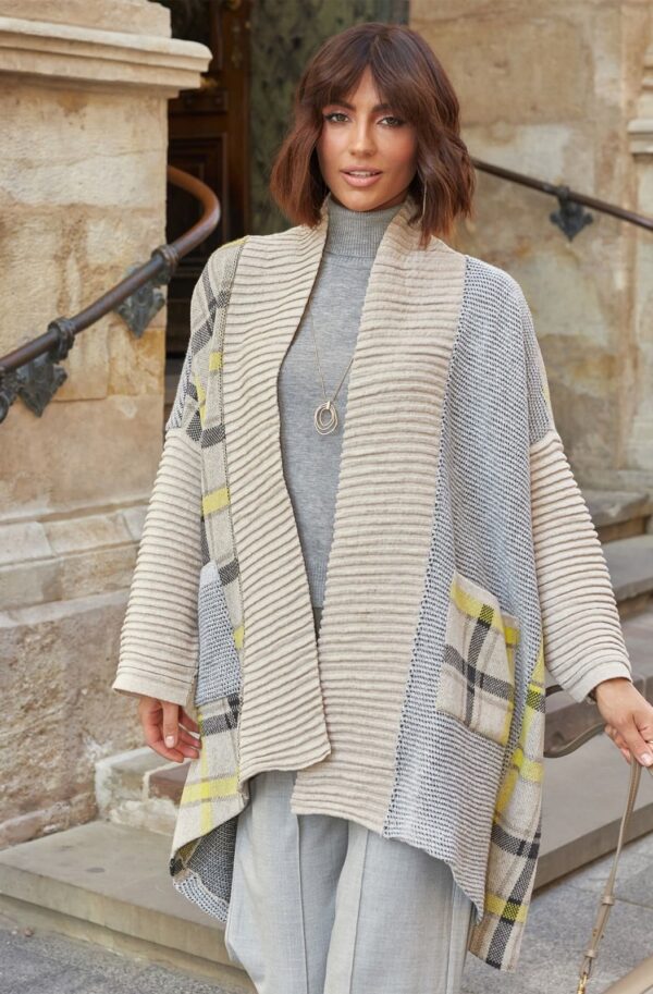 Подовжений в'язаний кардиган оверсайз сірий | 94805