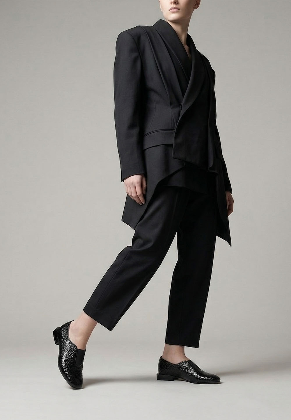 Лакові туфлі з ефектом жатки чорний глянець | 95738 Лакові туфлі з ефектом жатки чорний глянець | 95738