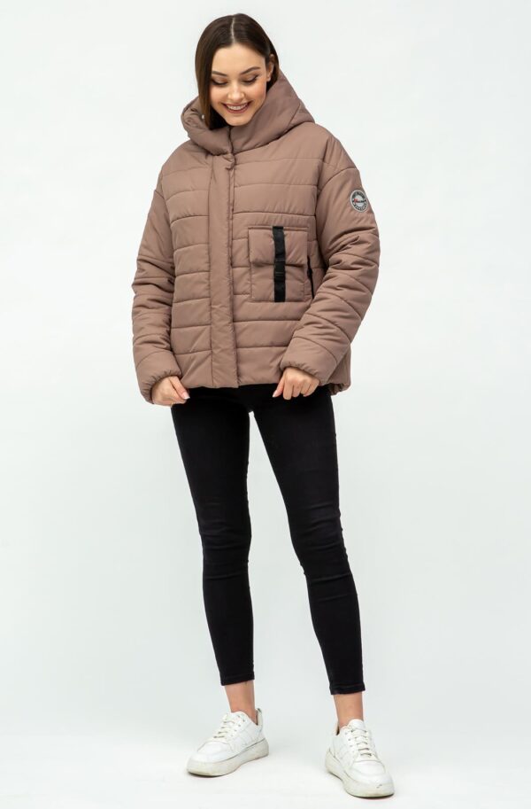 Демісезонна куртка з вшитим капюшоном бежева | 95633