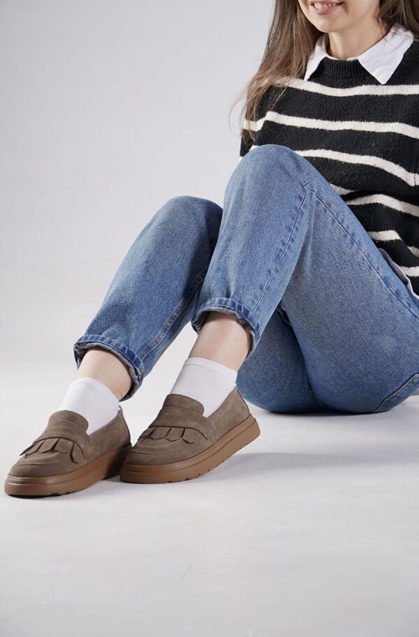 Замшеві туфлі коричневі на низькому ходу | 95056