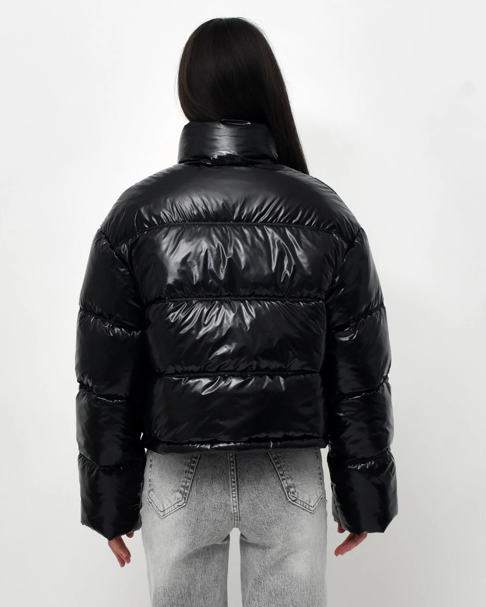 Демісезонна коротка пухова куртка чорна | 95663 Демісезонна коротка пухова куртка чорна | 95663