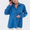 Подовжена сорочка вільного крою синя | 95409 Подовжена сорочка вільного крою синя | 95409