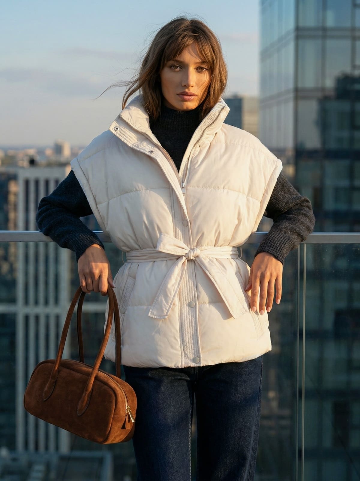 Жіночий жилет з каптуром молочний | 95082 Жіночий жилет з каптуром молочний | 95082