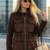 Демісезонна парка з екозамші коричнева | 95108 Демісезонна парка з екозамші коричнева | 95108