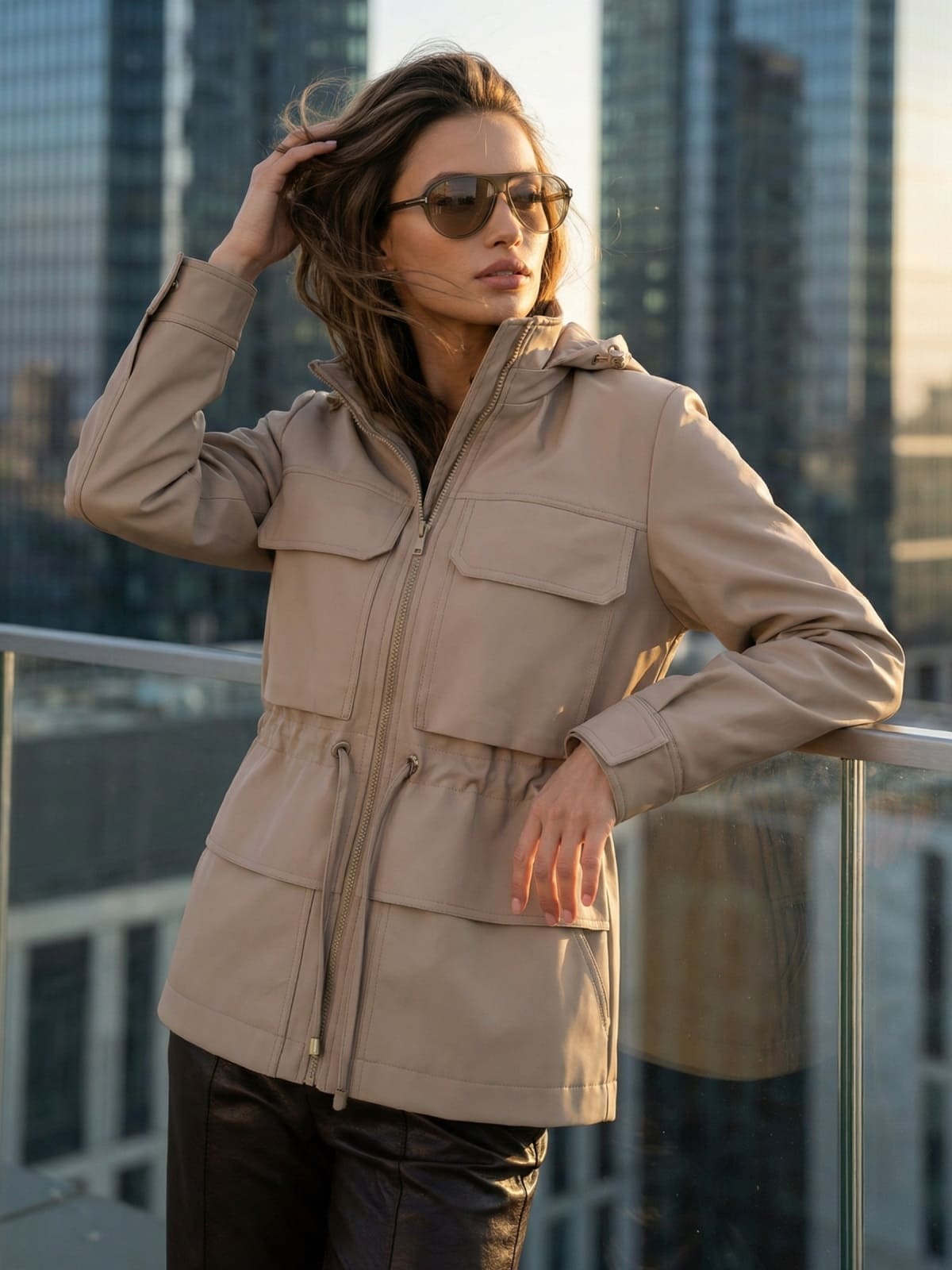 Парка для міжсезоння зі знімним каптуром бежева | 95457 Парка для міжсезоння зі знімним каптуром бежева | 95457