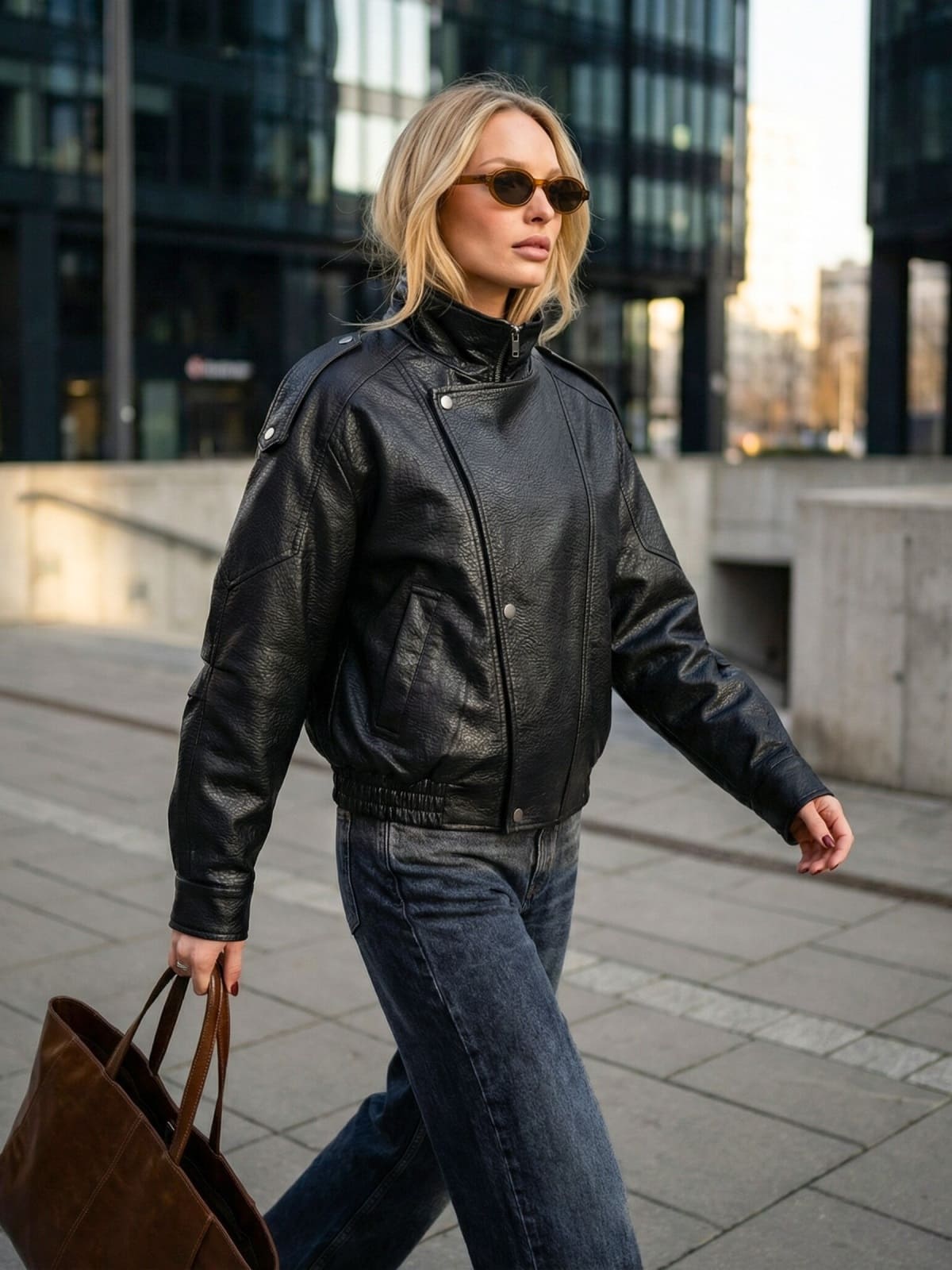 Куртка-авіатор з преміальної екошкіри чорна | 95446 Куртка-авіатор з преміальної екошкіри чорна | 95446