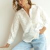 Жіноча сорочка з бавовняної прошви біла | 95355 Жіноча сорочка з бавовняної прошви біла | 95355