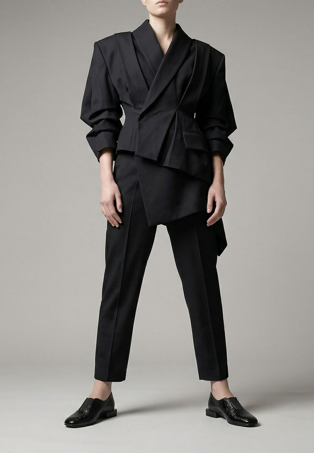 Лакові туфлі з ефектом жатки чорний глянець | 95738 Лакові туфлі з ефектом жатки чорний глянець | 95738