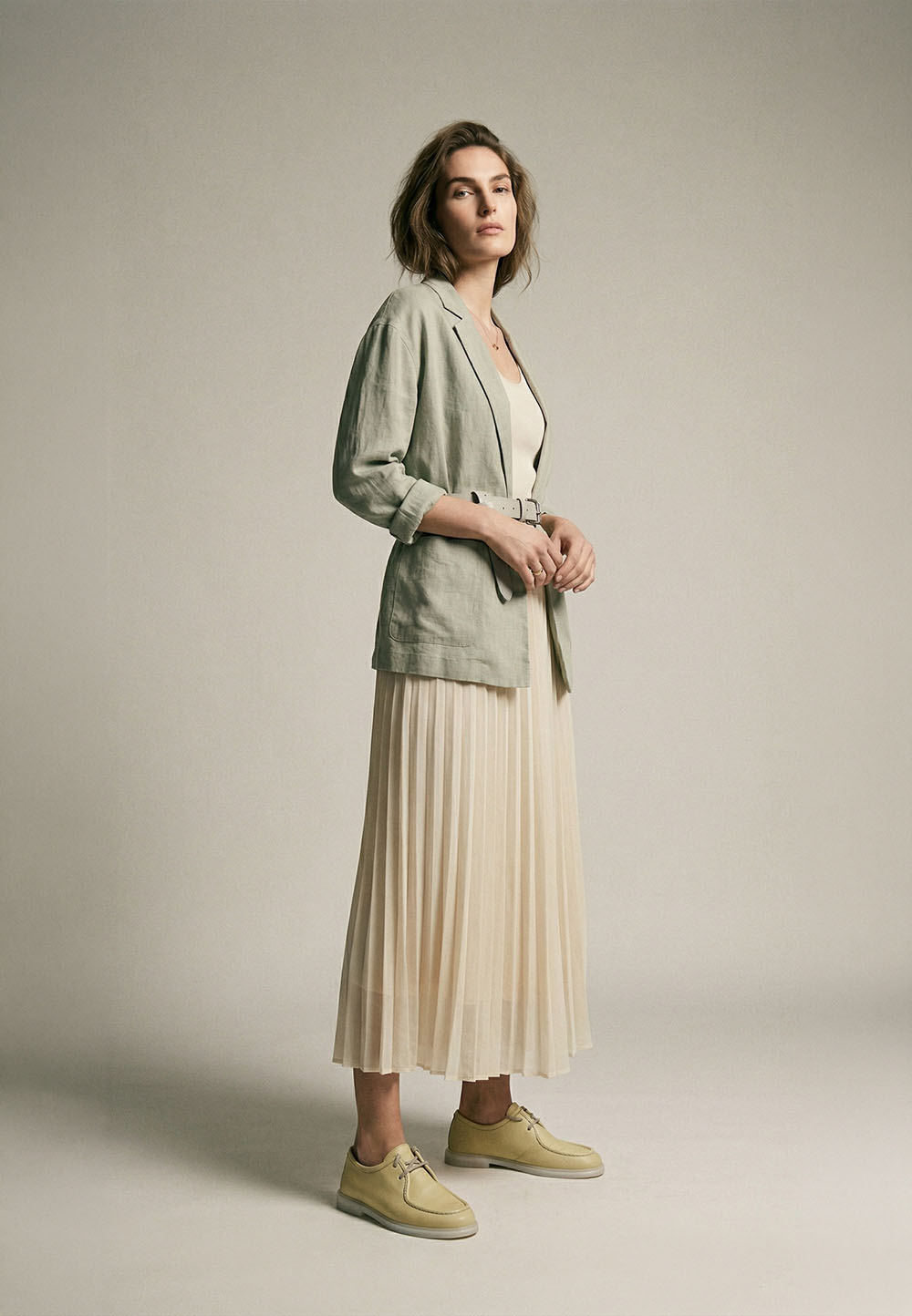 Шкіряні туфлі-лофери без підкладки жовті | 95700 Шкіряні туфлі-лофери без підкладки жовті | 95700