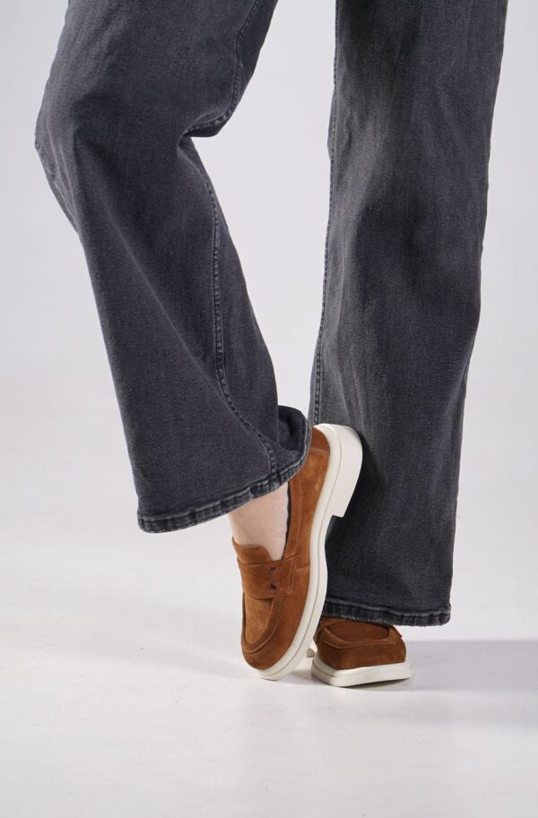 Замшеві жіночі лофери руді на низькому ходу | 95022