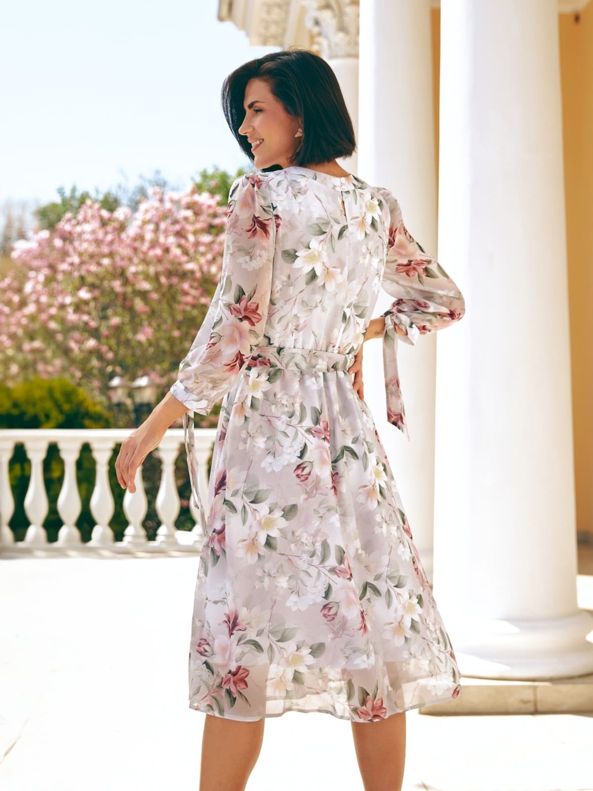 3-43783-2-1746710945-3 Шифонова розкльошена сукня в принт біла | 94999 2