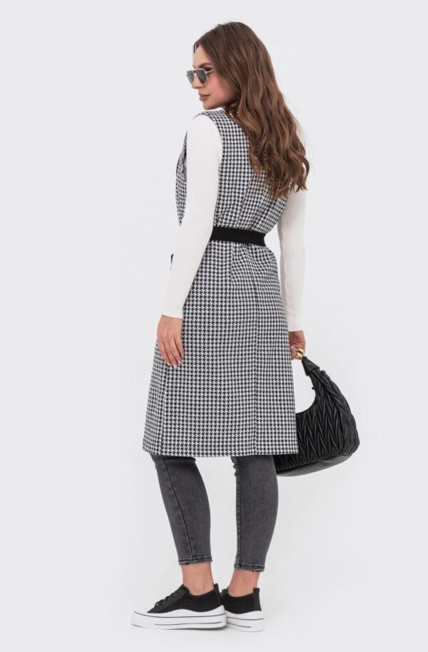 Жакардовий подовжений жилет чорно-білий | 94879