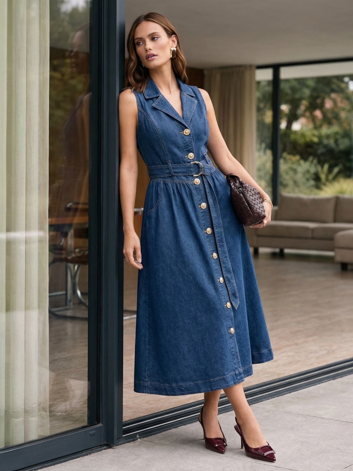 Джинсова сукня без рукавів темно-синя | 95570