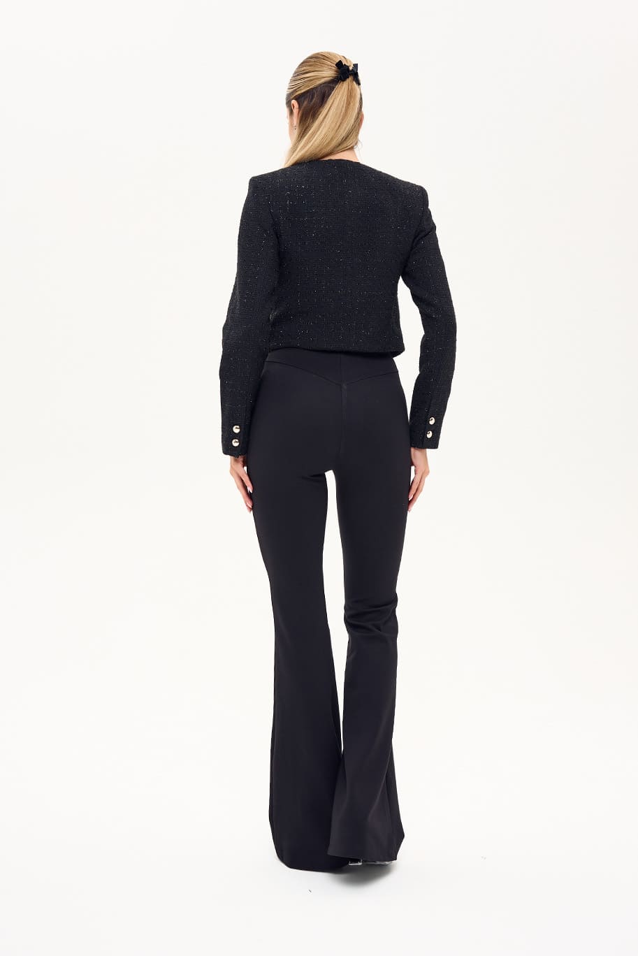 Короткий жакет букле в клітинку чорний | 94838