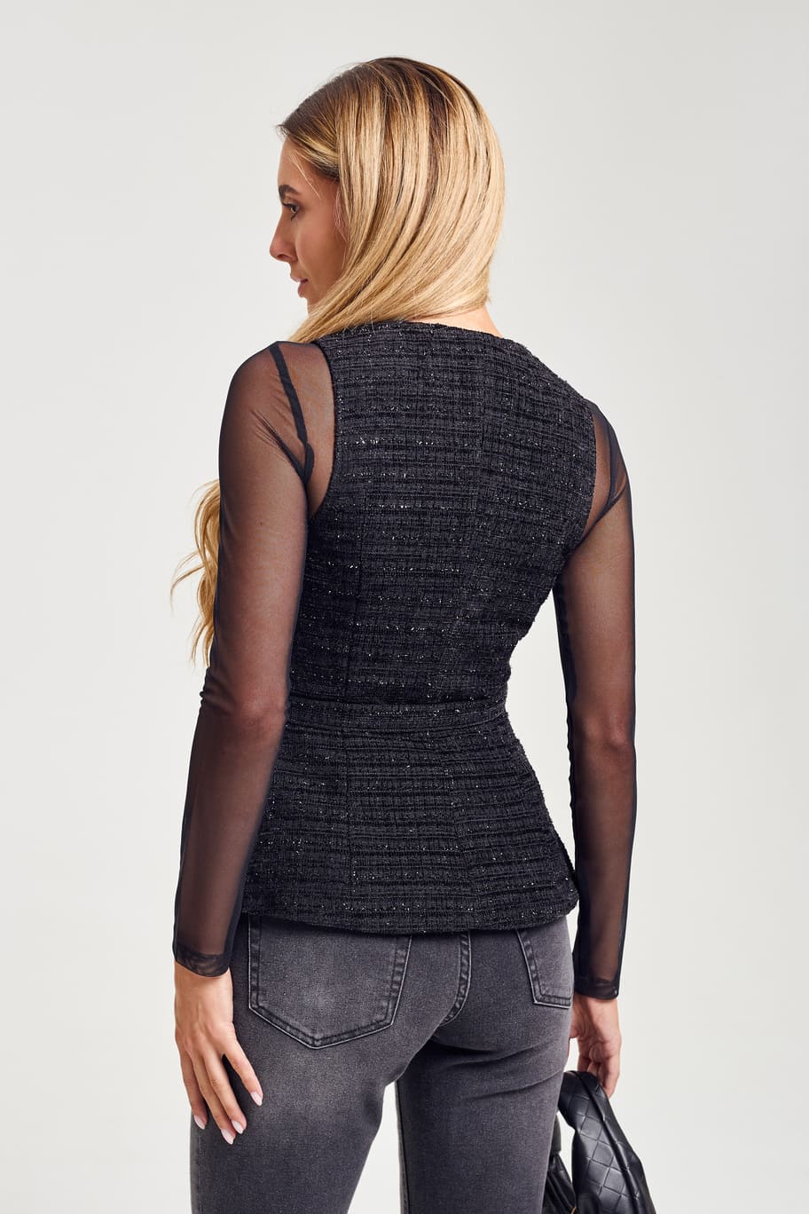 Жилет букле з люрексовою ниткою чорний | 94869 Жилет букле з люрексовою ниткою чорний | 94869