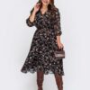 Шифонова сукня кльош Plus Size чорна | 94914 Шифонова сукня кльош Plus Size чорна | 94914
