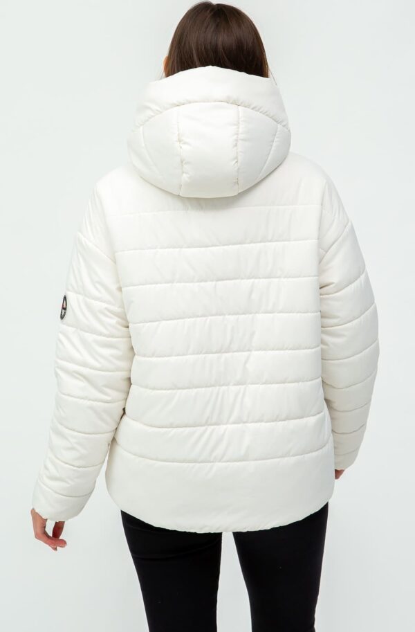 Демісезонна куртка з вшитим капюшоном молочна | 95639