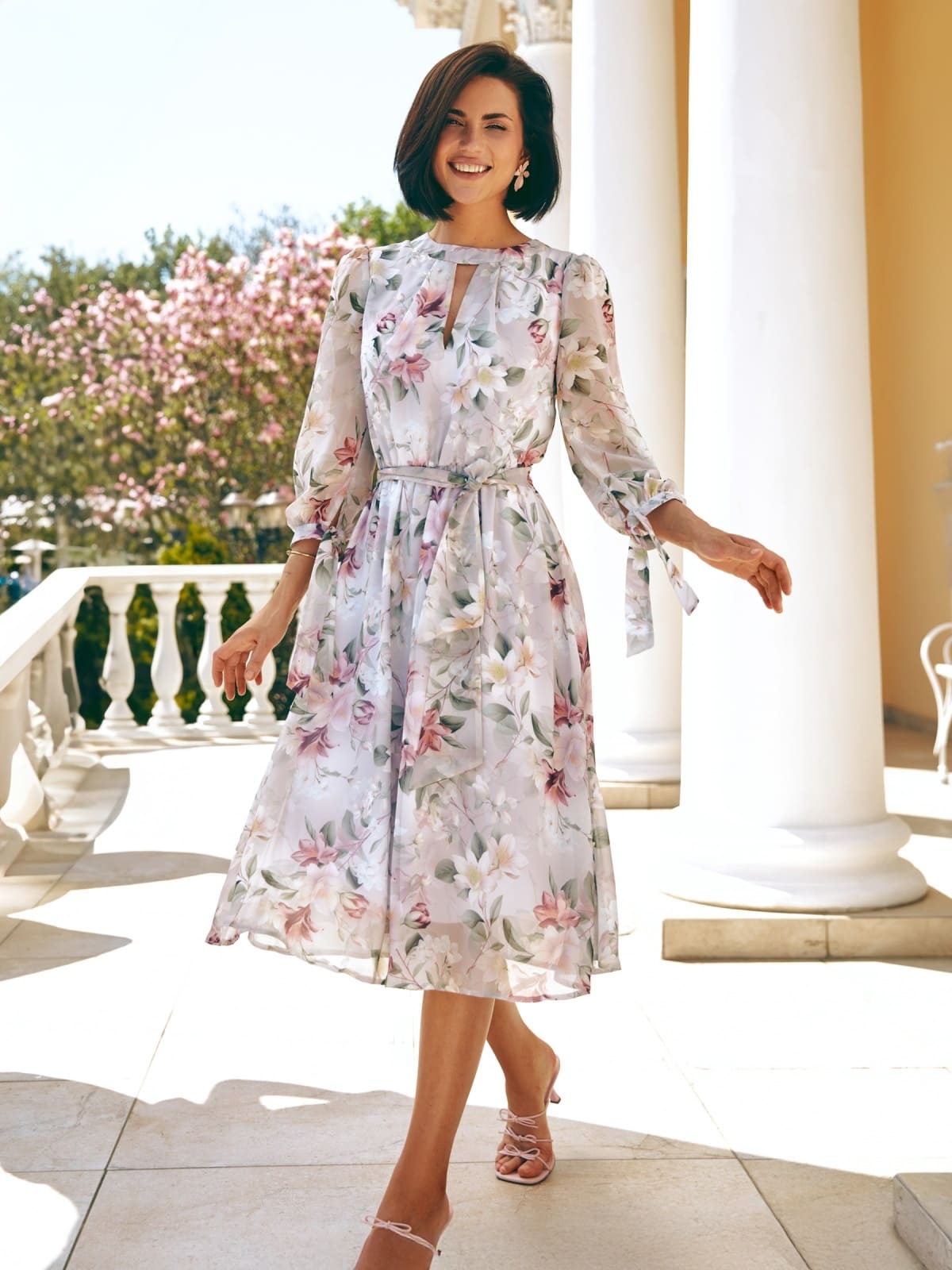 4-43783-2-1746710945-4 Шифонова розкльошена сукня в принт біла | 94999 5