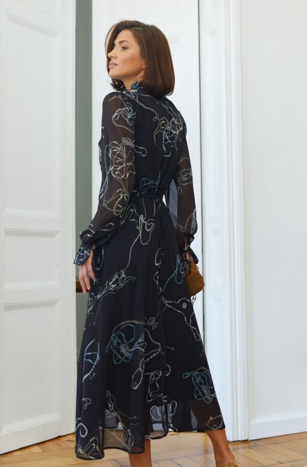 Шифонова сукня з абстрактним принтом чорна | 95179