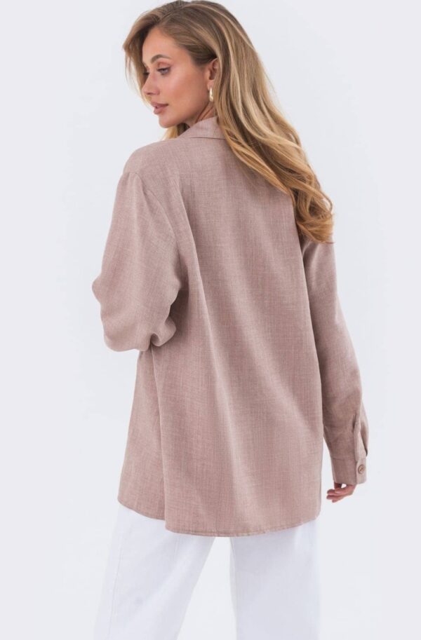 Подовжена сорочка вільного крою бежева | 95400