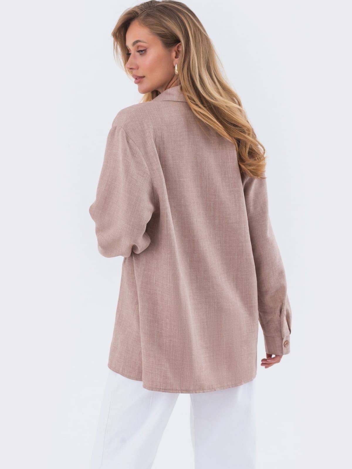 Подовжена сорочка вільного крою бежева | 95400 Подовжена сорочка вільного крою бежева | 95400