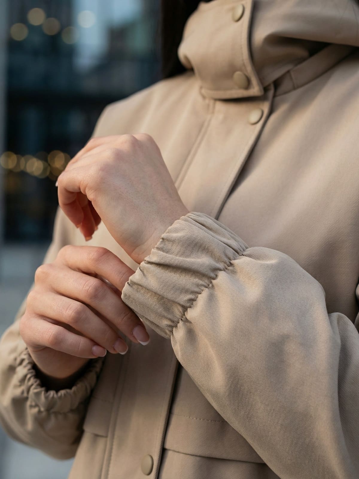 Вільна бавовняна демісезонна куртка бежева | 95621 Вільна бавовняна демісезонна куртка бежева | 95621