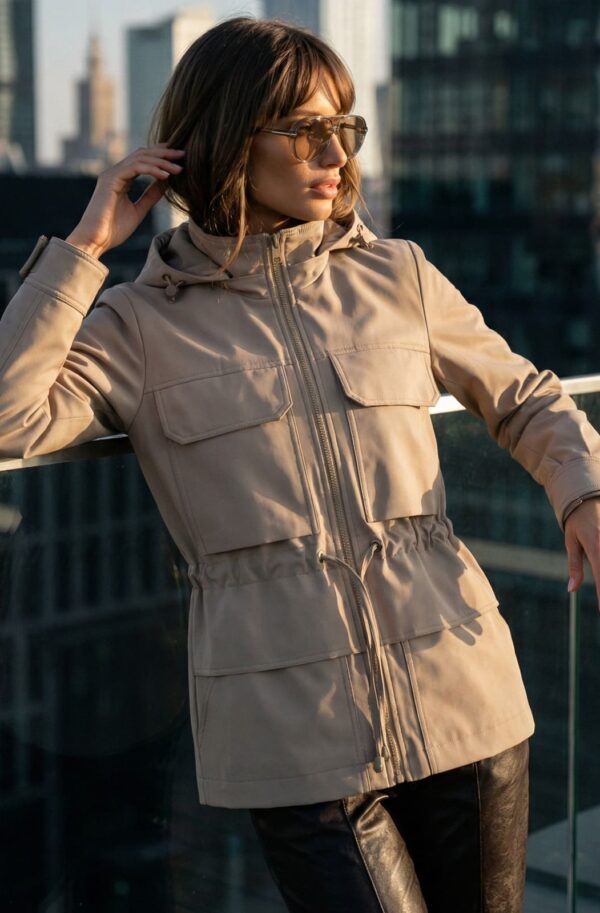 Парка для міжсезоння зі знімним каптуром бежева | 95457