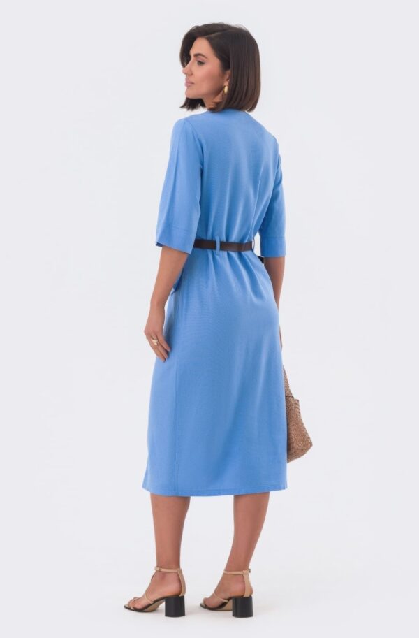 Стильна сукня-сорочка з льону блакитна | 95504