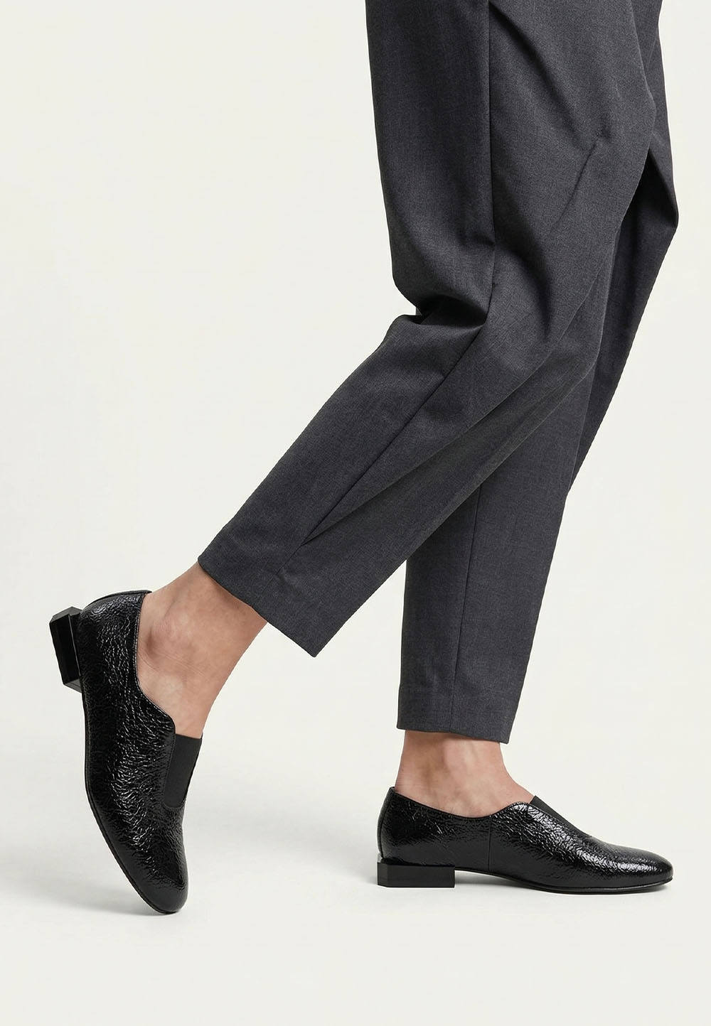 Лакові туфлі з ефектом жатки чорний глянець | 95738 Лакові туфлі з ефектом жатки чорний глянець | 95738