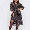 Шифонова сукня кльош Plus Size чорна | 94914 Шифонова сукня кльош Plus Size чорна | 94914