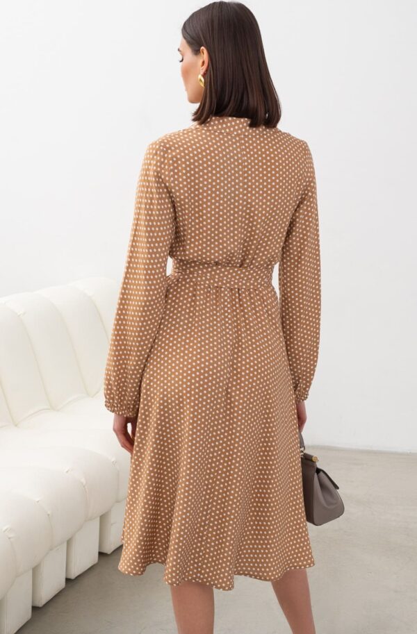 Літня сукня кльош з квітковим принтом бежева | 95210