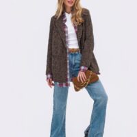 Піджак з додаванням вовни чорно-бежевий | 95133 Піджак з додаванням вовни чорно-бежевий | 95133