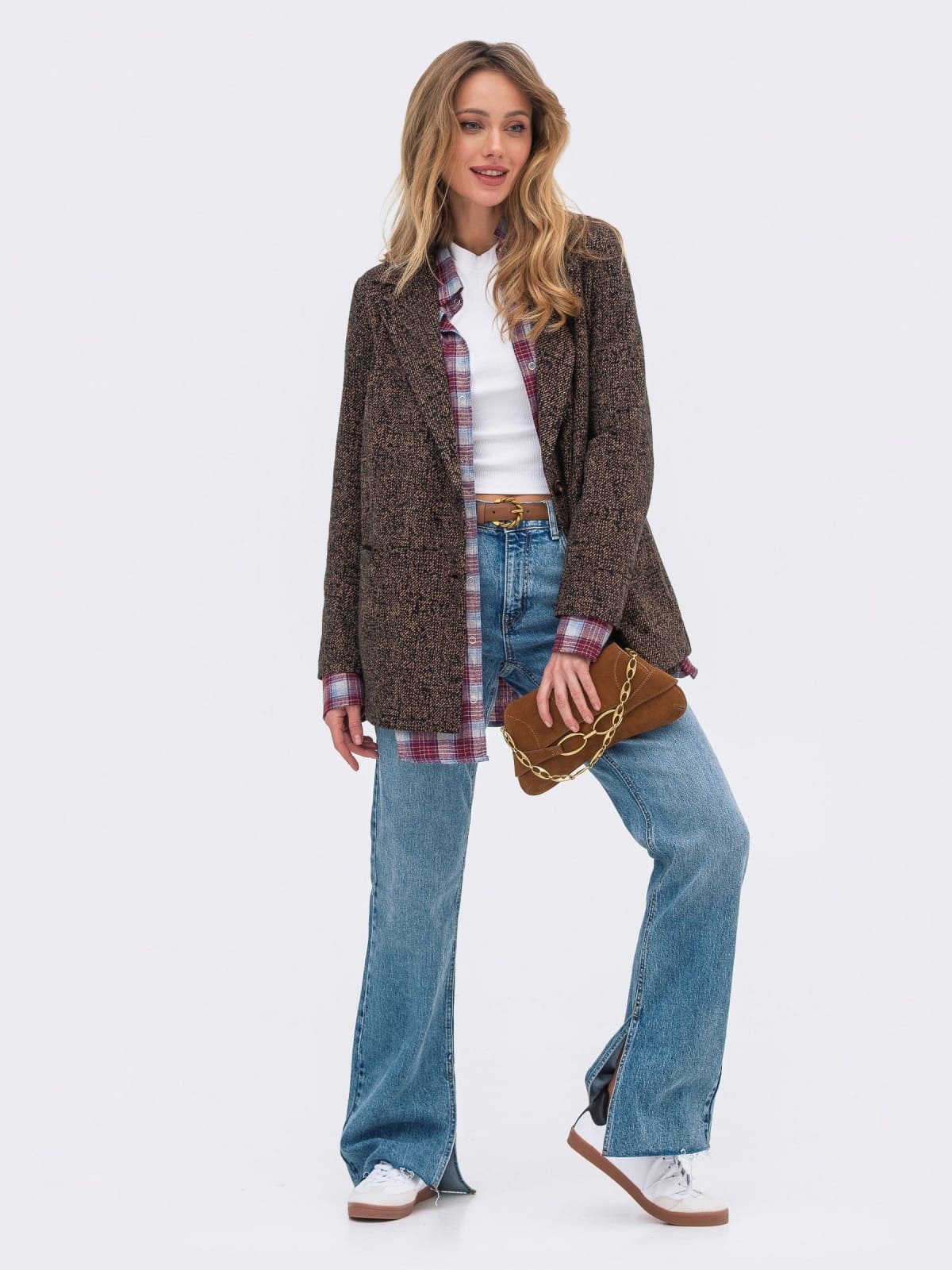 Піджак з додаванням вовни чорно-бежевий | 95133 Піджак з додаванням вовни чорно-бежевий | 95133