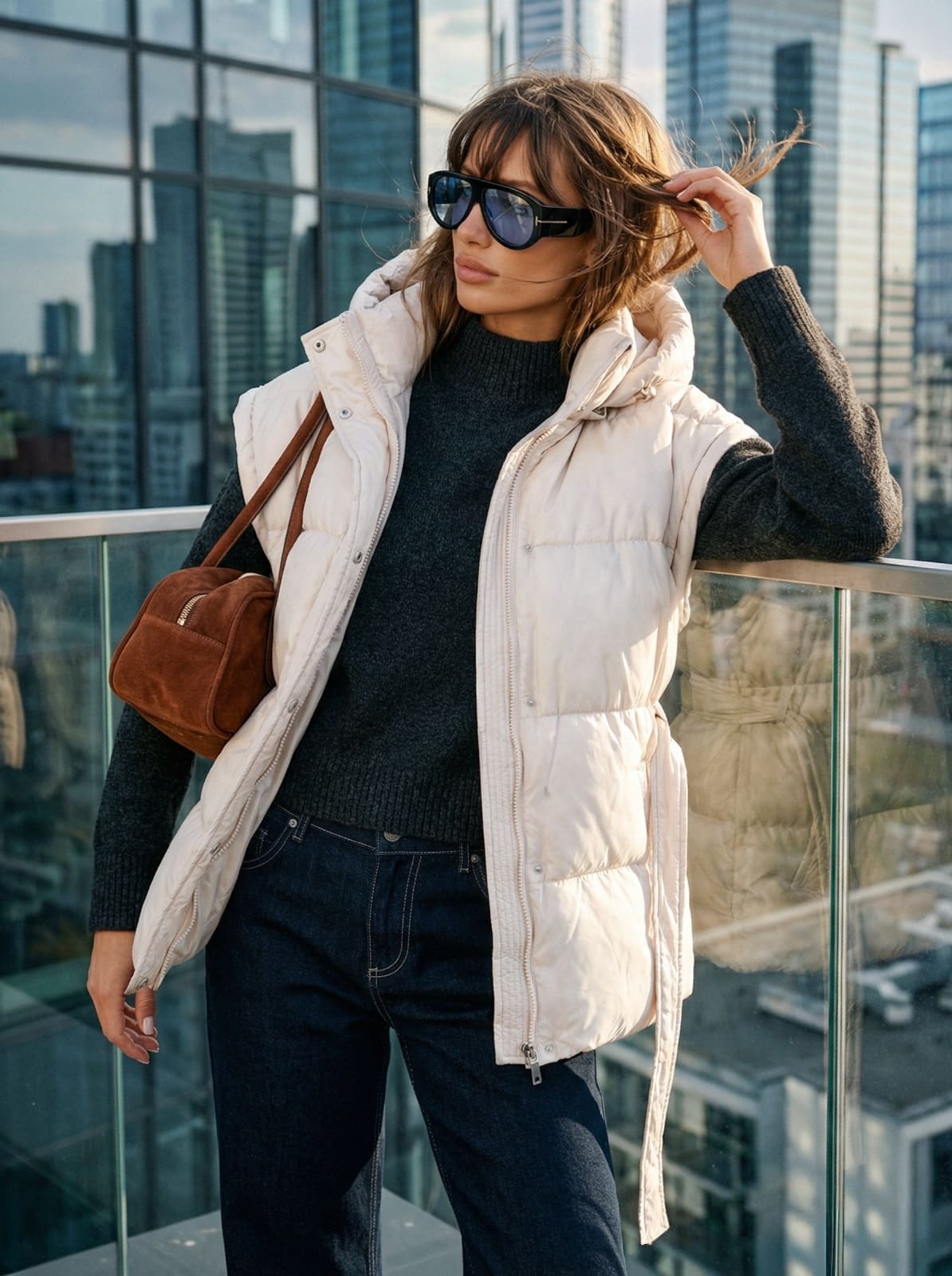 Жіночий жилет з каптуром молочний | 95082 Жіночий жилет з каптуром молочний | 95082