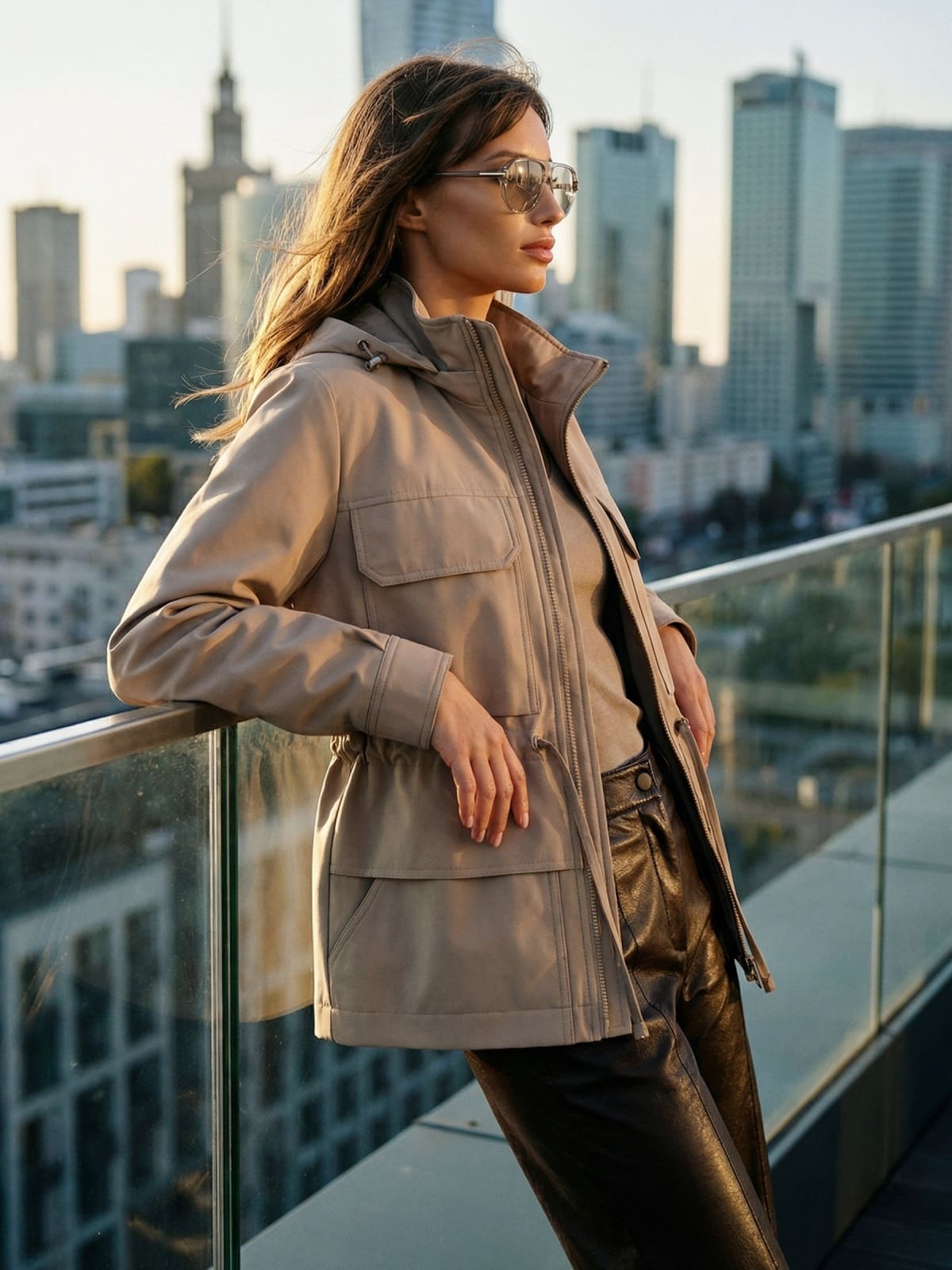 Парка для міжсезоння зі знімним каптуром бежева | 95457 Парка для міжсезоння зі знімним каптуром бежева | 95457