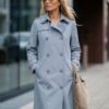 Класичний двобортний тренч блакитний | 95429