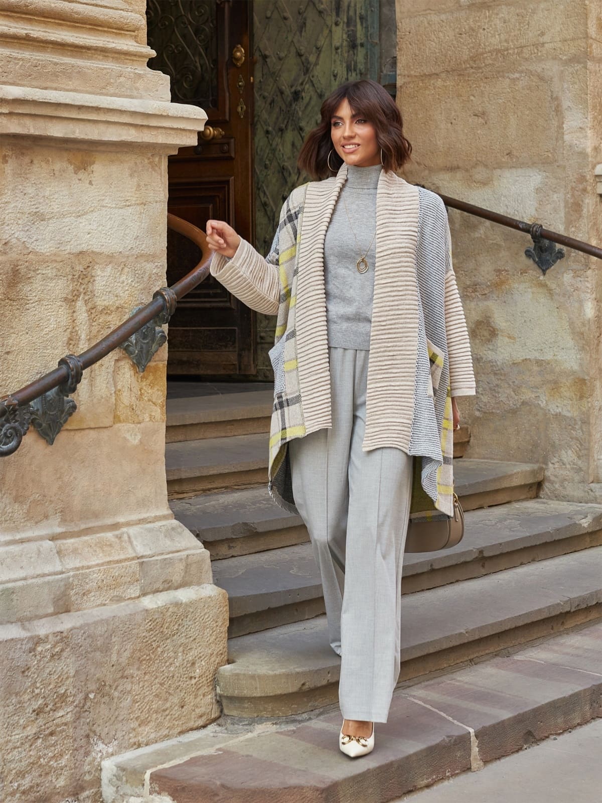 Подовжений в'язаний кардиган оверсайз сірий | 94805