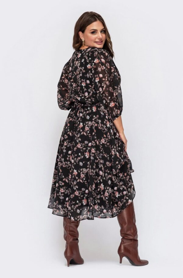 Шифонова сукня кльош Plus Size чорна | 94914