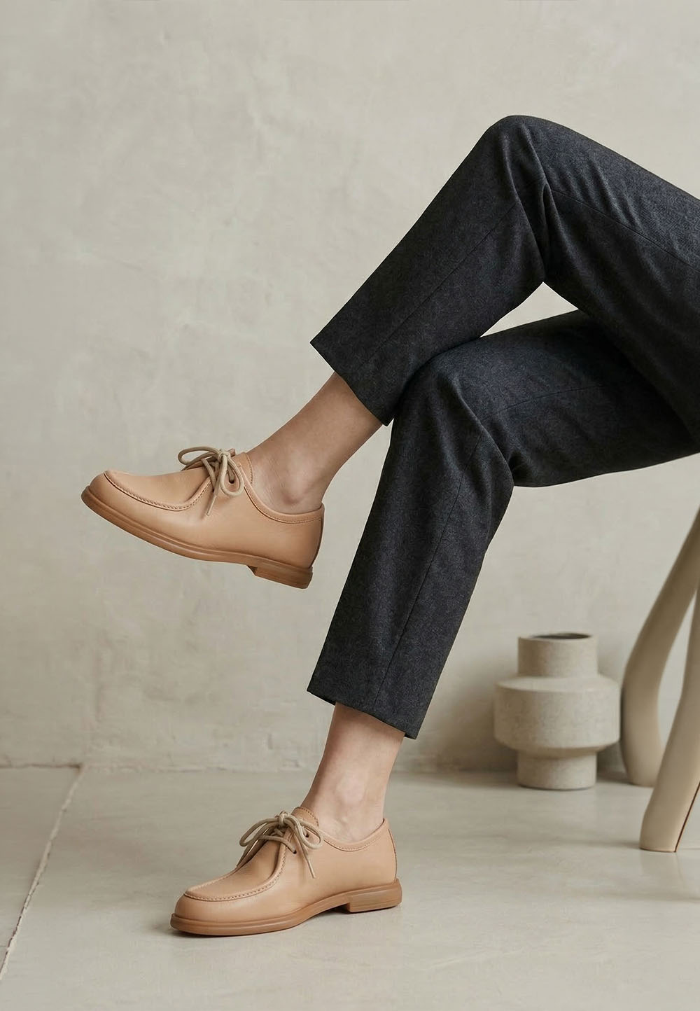 Шкіряні туфлі-лофери без підкладки бежеві | 95713 Шкіряні туфлі-лофери без підкладки бежеві | 95713