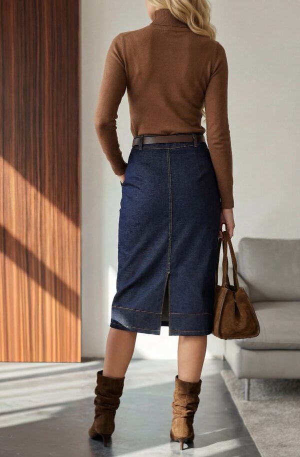 Джинсова пряма спідниця темно-синя | 95339