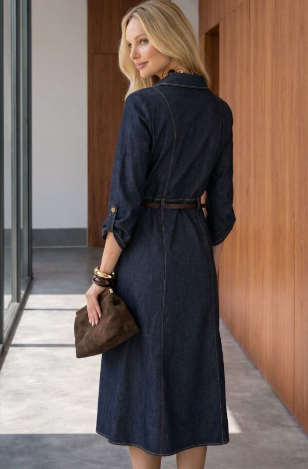 Джинсова сукня з розрізами темно-синя | 95527