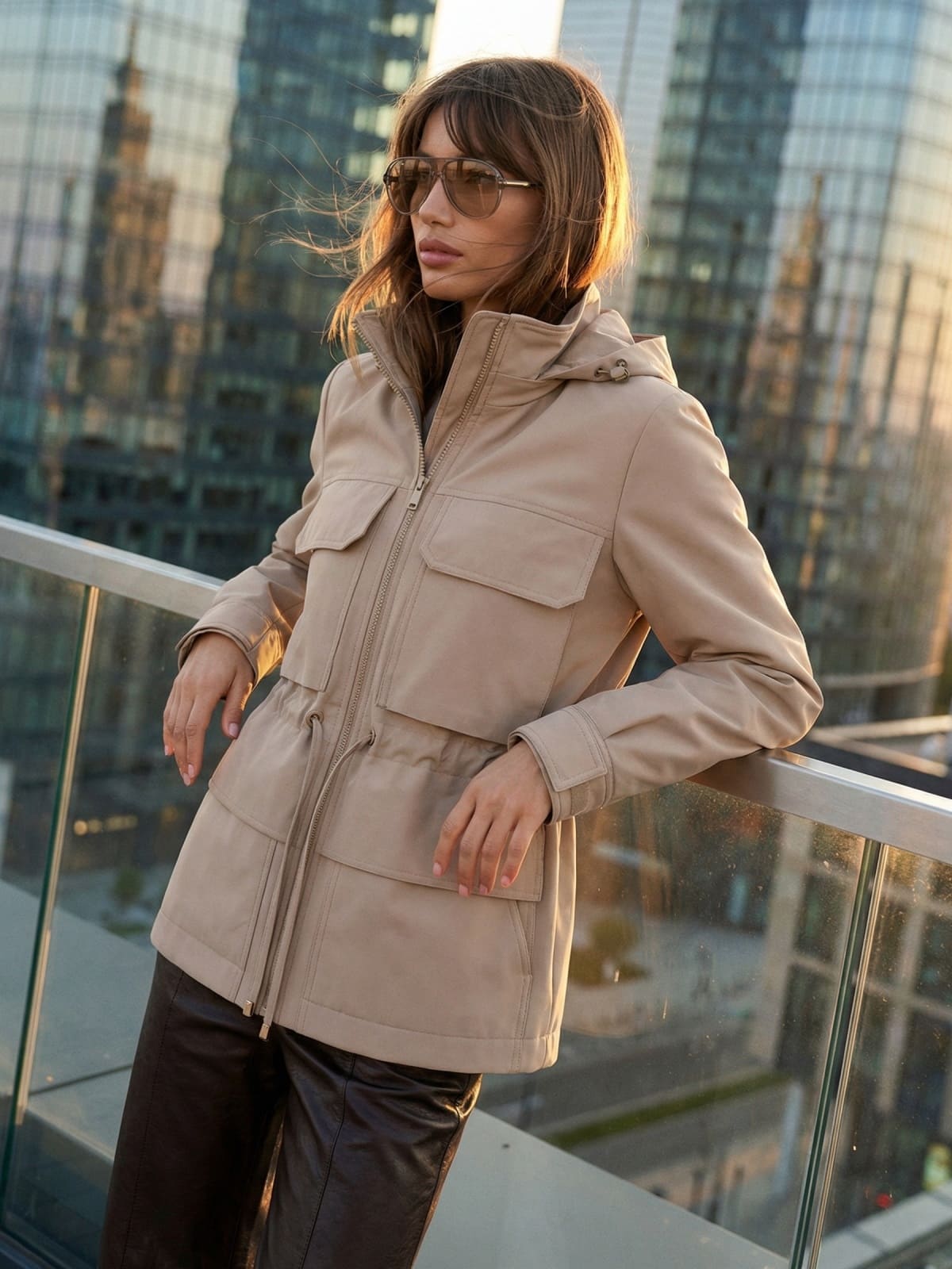 Парка для міжсезоння зі знімним каптуром бежева | 95457 Парка для міжсезоння зі знімним каптуром бежева | 95457