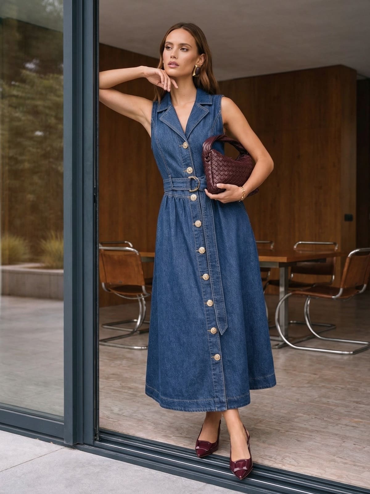 Джинсова сукня без рукавів темно-синя | 95570