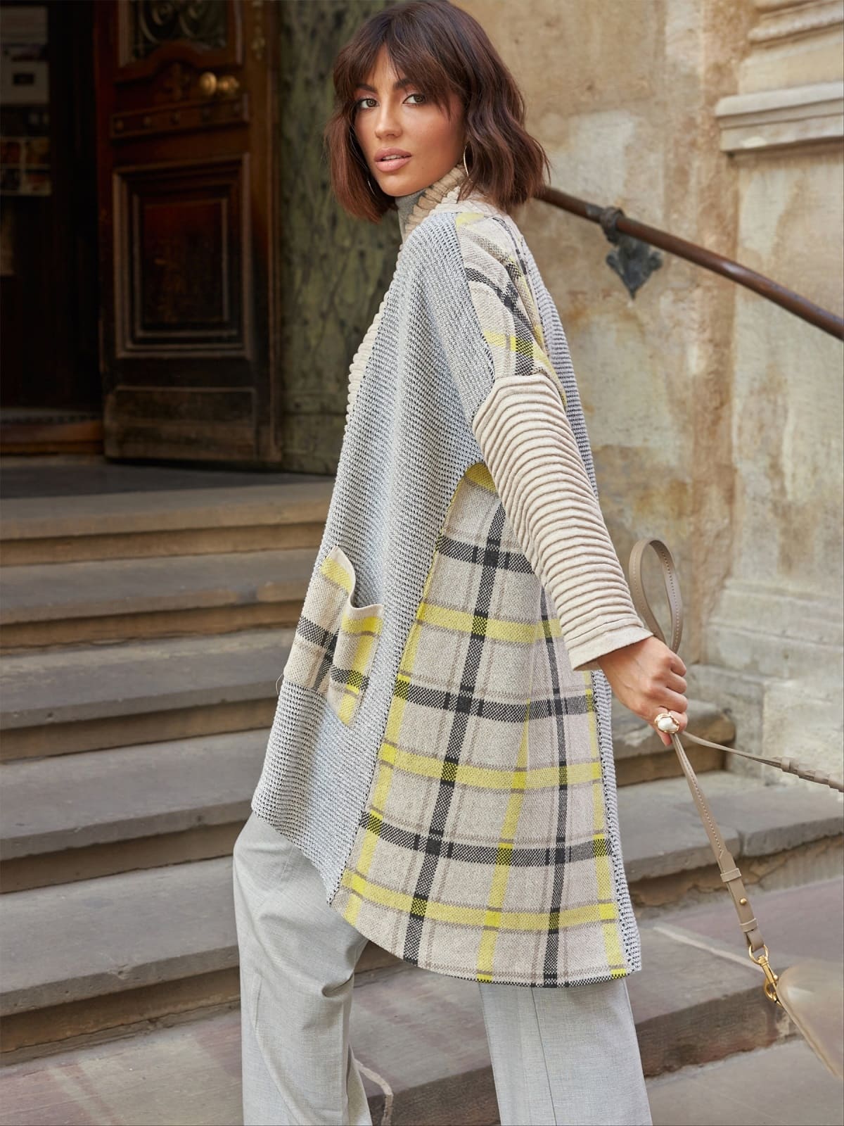 Подовжений в'язаний кардиган оверсайз сірий | 94805