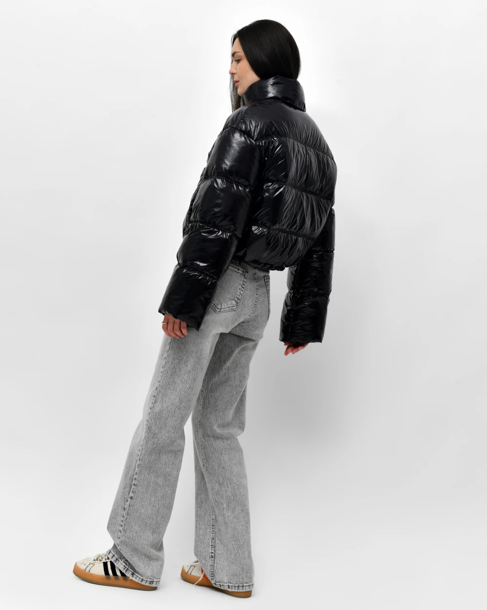 Демісезонна коротка пухова куртка чорна | 95663 Демісезонна коротка пухова куртка чорна | 95663