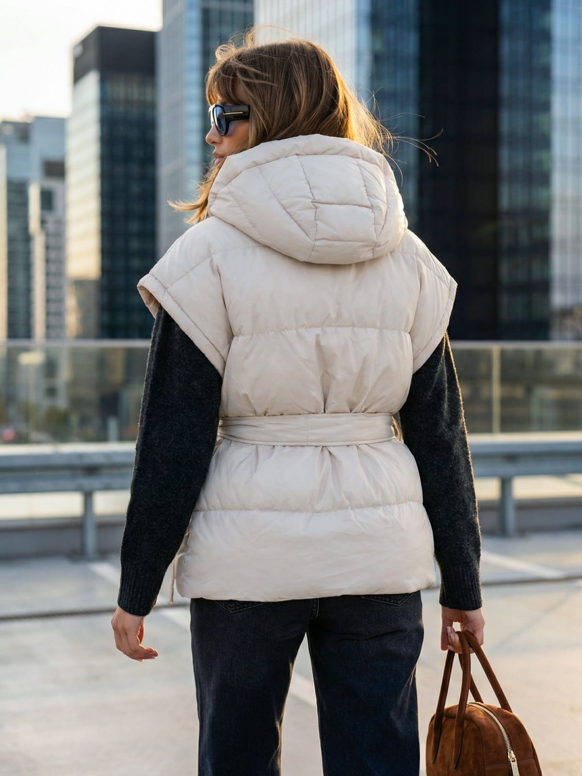 Жіночий жилет з каптуром молочний | 95082 Жіночий жилет з каптуром молочний | 95082