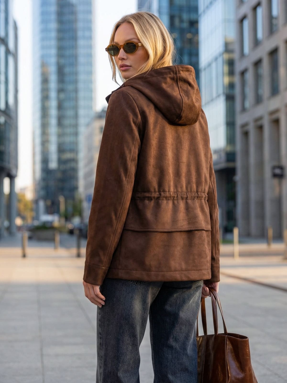 Демісезонна парка з екозамші коричнева | 95108 Демісезонна парка з екозамші коричнева | 95108