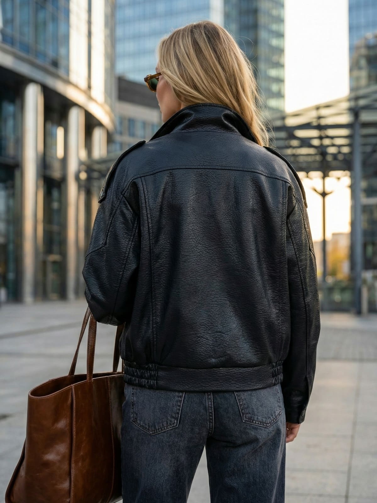 Куртка-авіатор з преміальної екошкіри чорна | 95446 Куртка-авіатор з преміальної екошкіри чорна | 95446