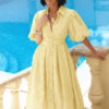 Літня сукня-сорочка із рукавами буф жовта | 95885