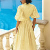 Літня сукня-сорочка із рукавами буф жовта | 95885